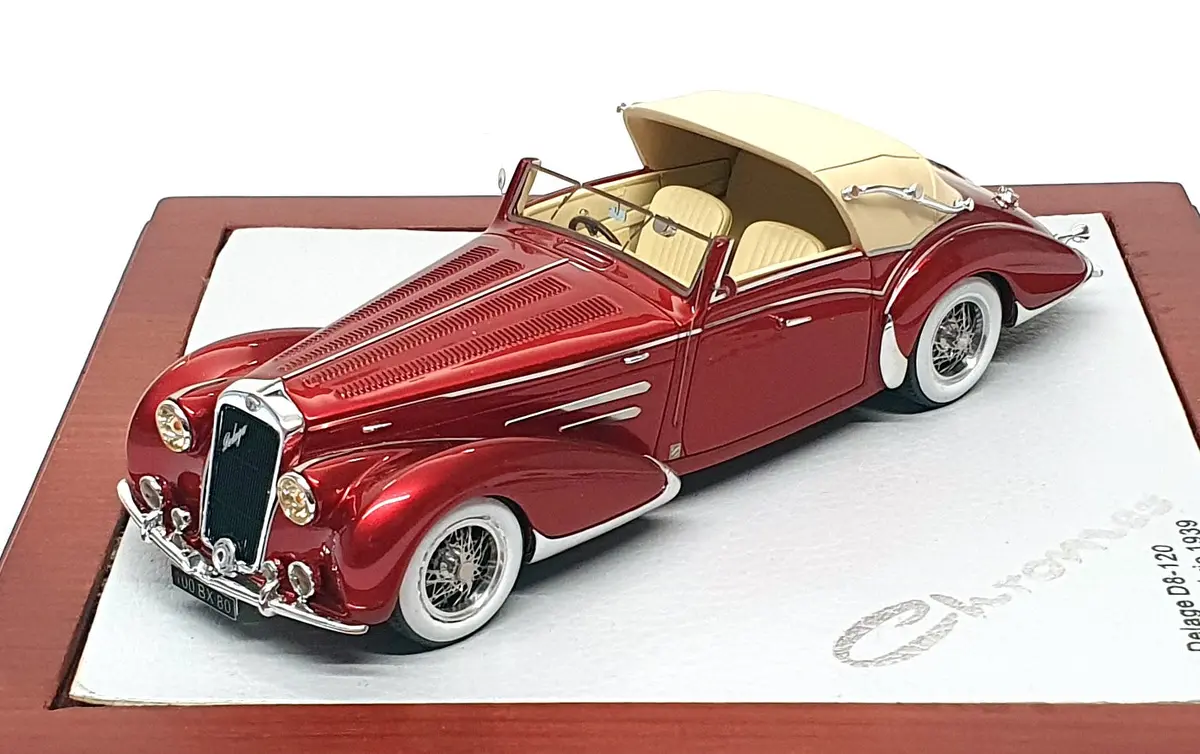Chromes 1/43 Scale Chro015 - 1939 Delage D8-120 Saoutchik Cabrio - Met. Red 1