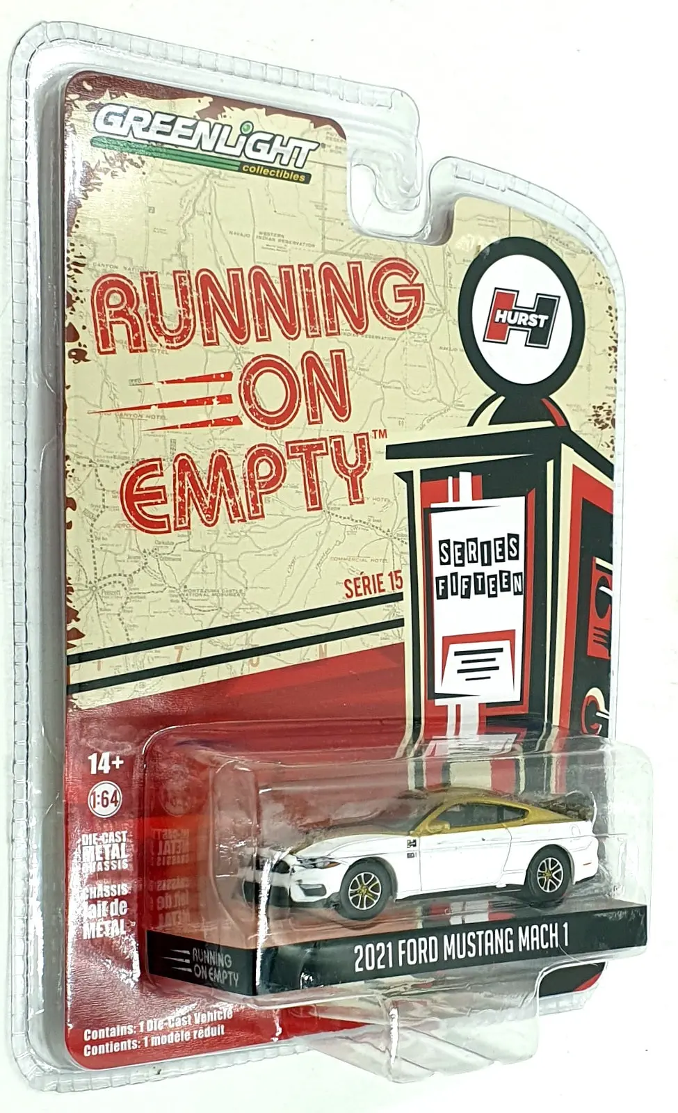 Greenlight 1/64 Scale 41150-E - 2021 Ford Mustang Mach 1 - White/Gold 1