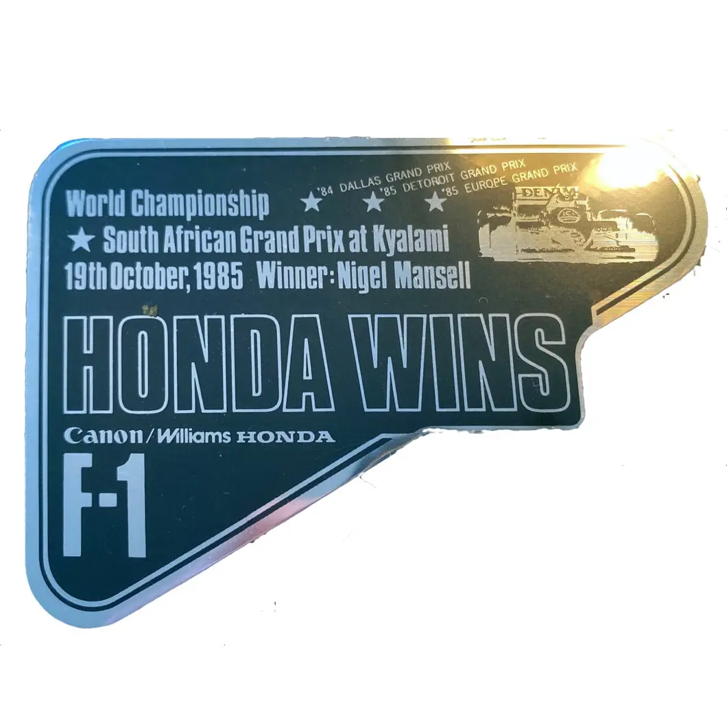 Honda Williams Wins South Africa Gp 1985 - Metal Back 1