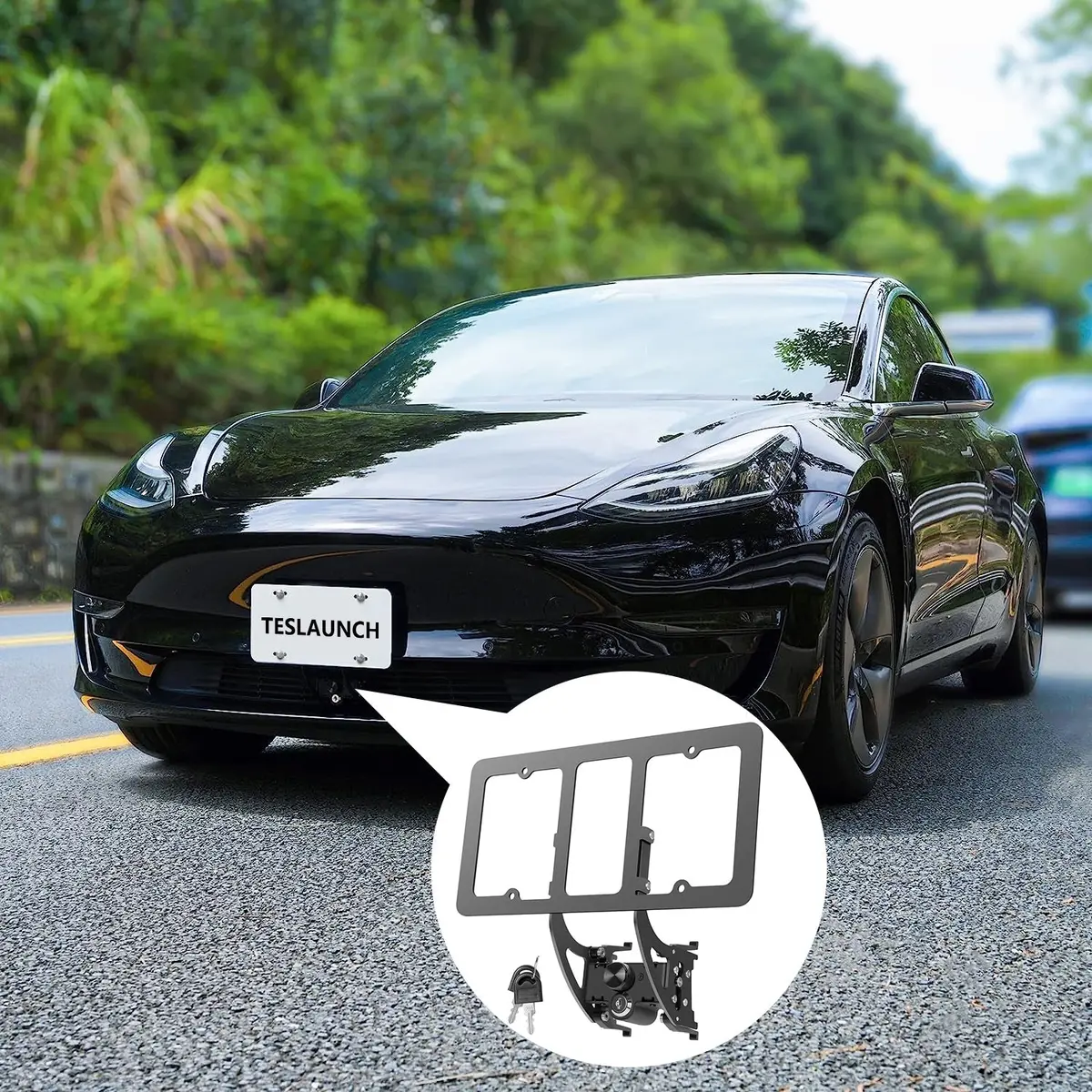 No Drill Anti-Theft Front License Plate Holder For Tesla Model 3/Y(2017-2023), Front License Plate Bracket Mounting Kit 1