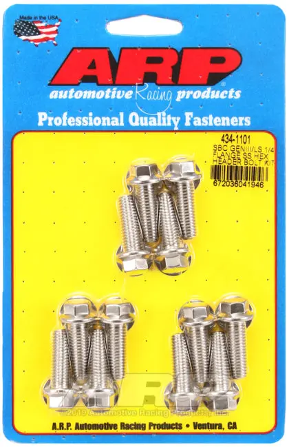 Arp Sbc/Geniii Ls 1/4 Flange Ss Hex Header Bolt Kit:434-1101 1