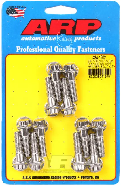 Arp Chevy Sbc/Geniii Ls 3/8In Flange Ss 12Pt Header Bolt Kit:434-1202 1