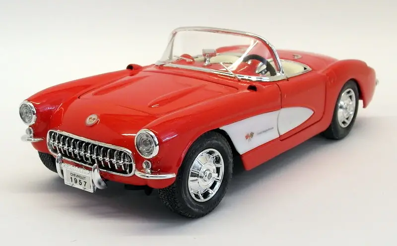Road Tough 1/18 Scale Diecast - 92018 Chevrolet Corvette 1957 Red White 1