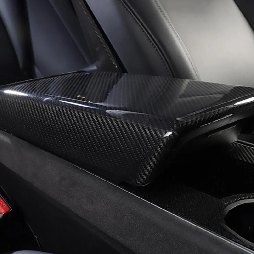 [Real Carbon Fiber] Armrest Cover Center Console Coverfor Tesla Model 3 / Y 1