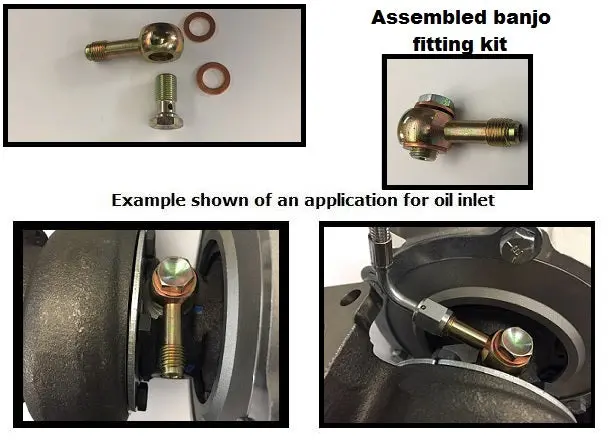 *Restrictor* Long Banjo Style Low Profile -4 An Oil Feed Kit, Incl. Bolt Gt25 To Gtx28 Gtx30/35 G35 1