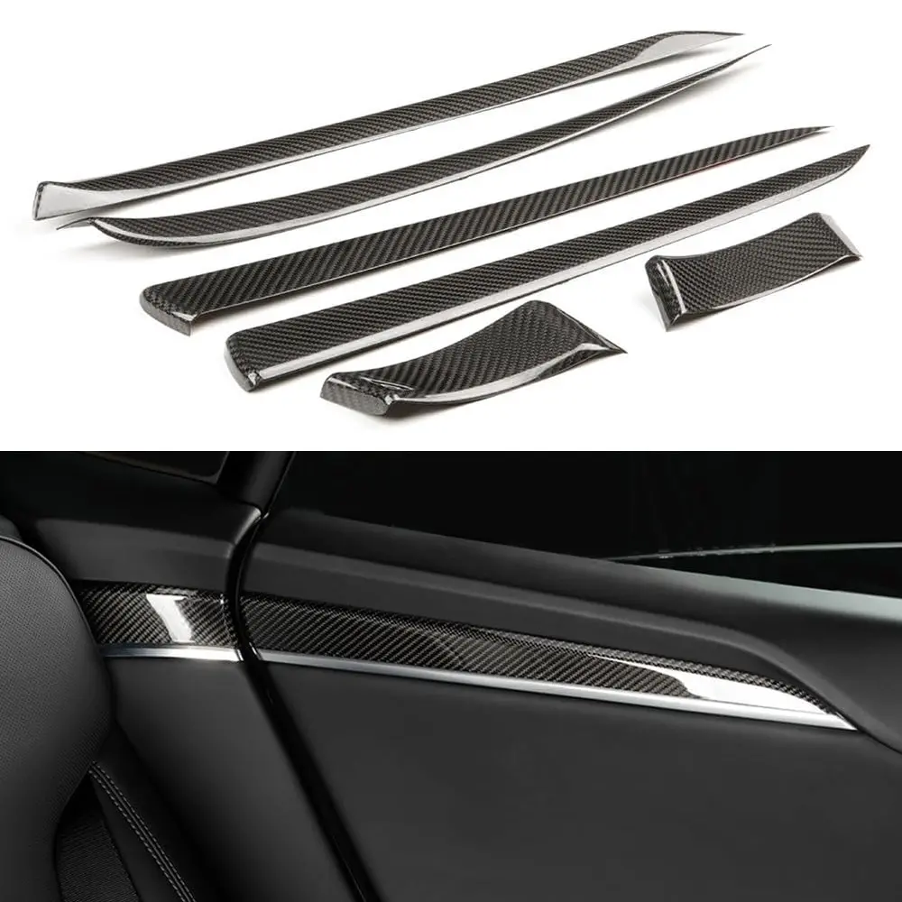 [Real Carbon Fiber] Inner Door Trim Cover For Tesla Model S 2022+ 1
