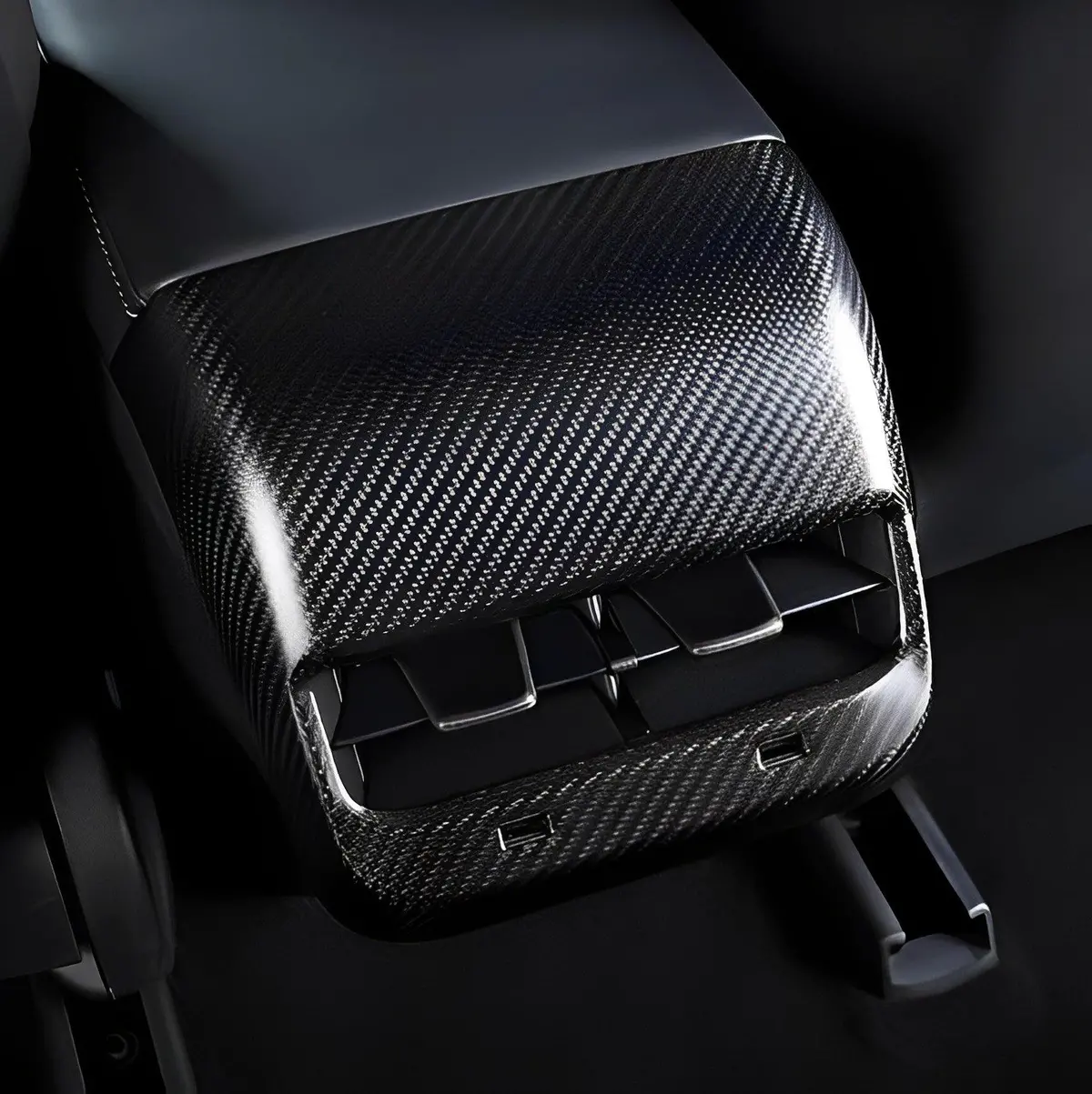 [Real Carbon Fiber] Model 3/Y Backseat Vent Overlay, Center Console Wrap Cover (2017-2023) 1