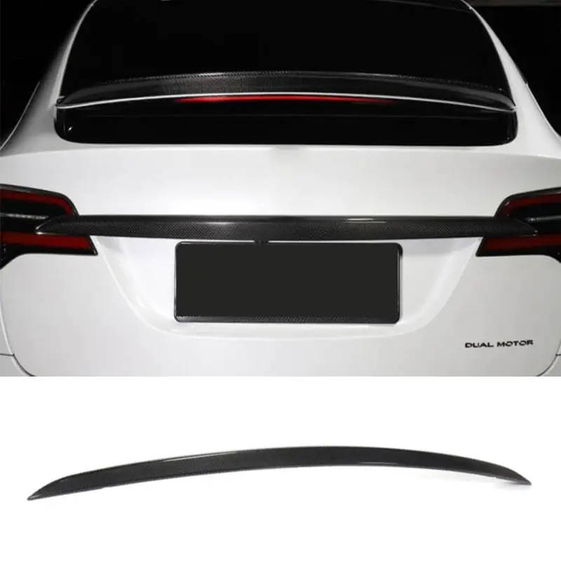 [Real Carbon Fiber] Trunk Chrome Delete Applique Tailgate Trim For Tesla Model X 2021+ (No Hole Style) 1