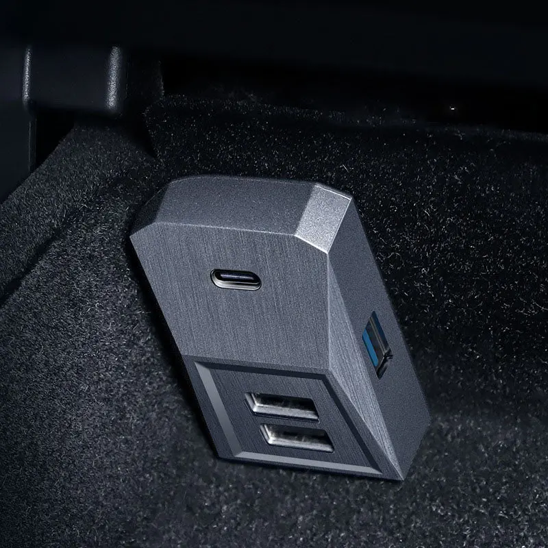 Model 3/Y Cybertruck Style Glove Box 4 In 1 Usb Hub Docking Station For Tesla 1