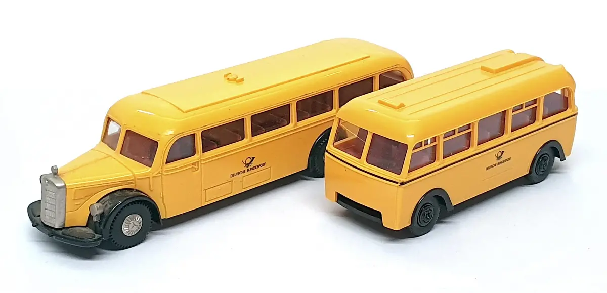 Brekina 1/87 Scale 255 - Mercedes Benz Bus & Orion Trailer Bus Deutsche Post Ag 1