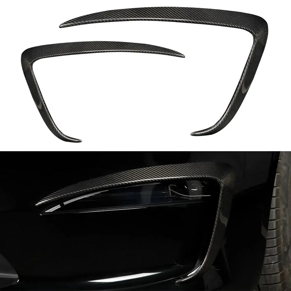[Real Carbon Fiber] Front Fog Light Trim Covers (2Pcs) For Tesla Model S 2022-2024 2
