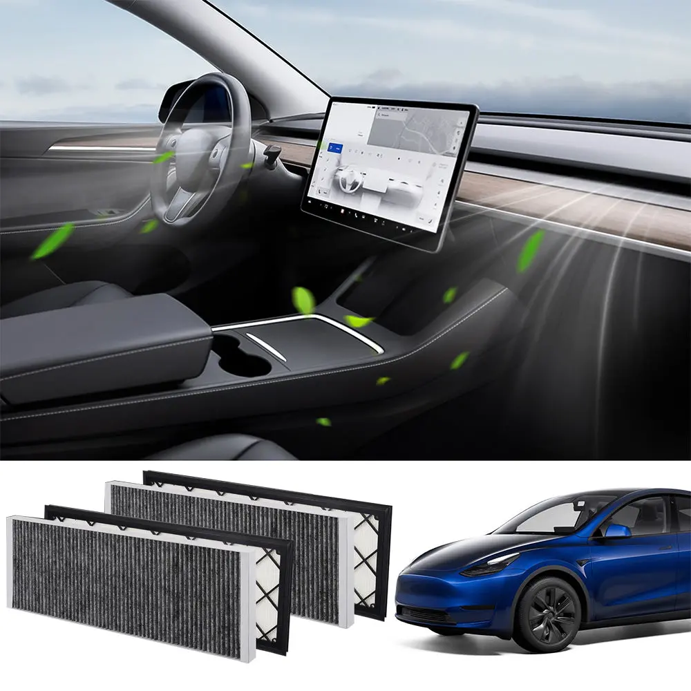 Cabin Air Filter & Hepa Filter With Activated Carbon For Tesla Model Y 3