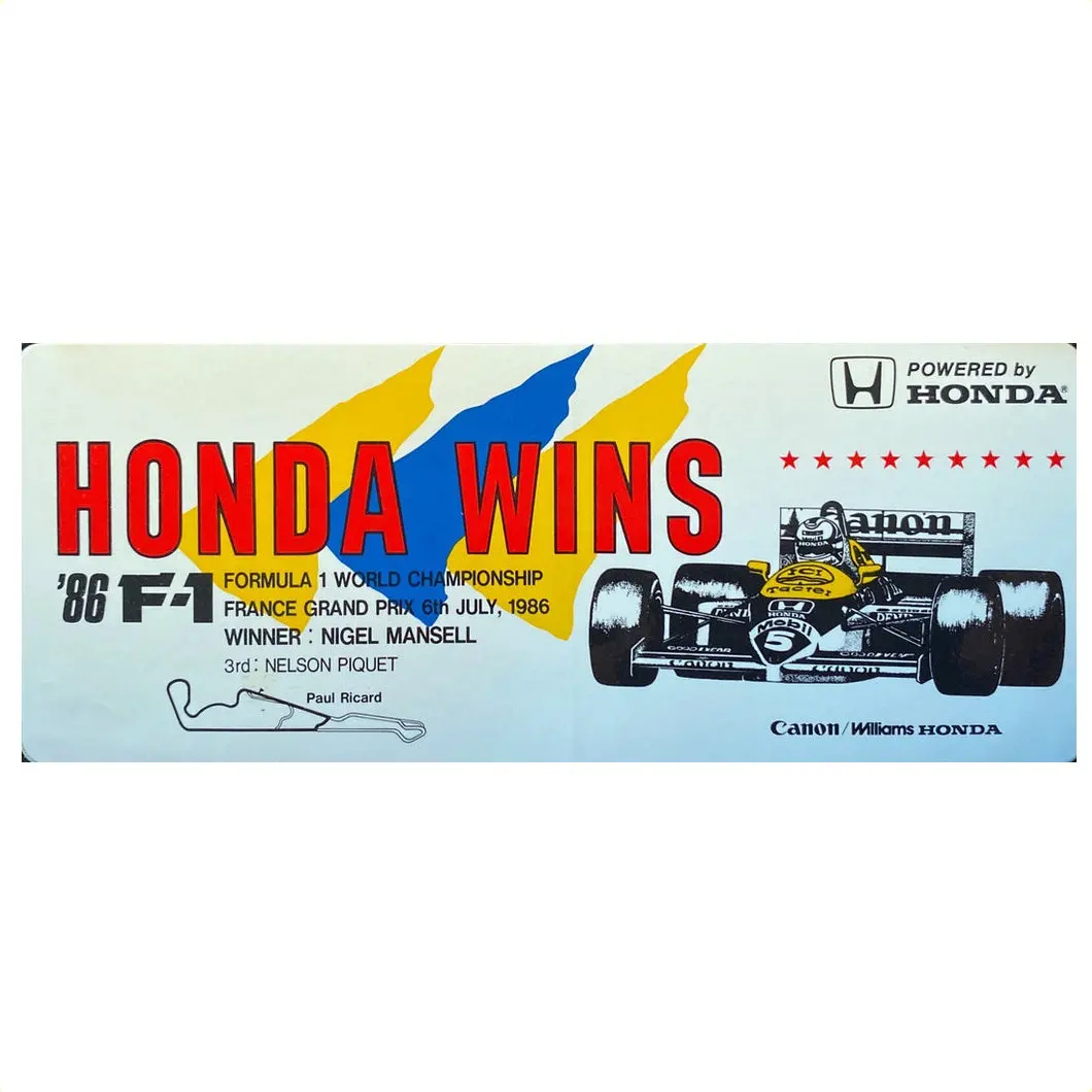 Honda Williams Wins French Gp 1986 1