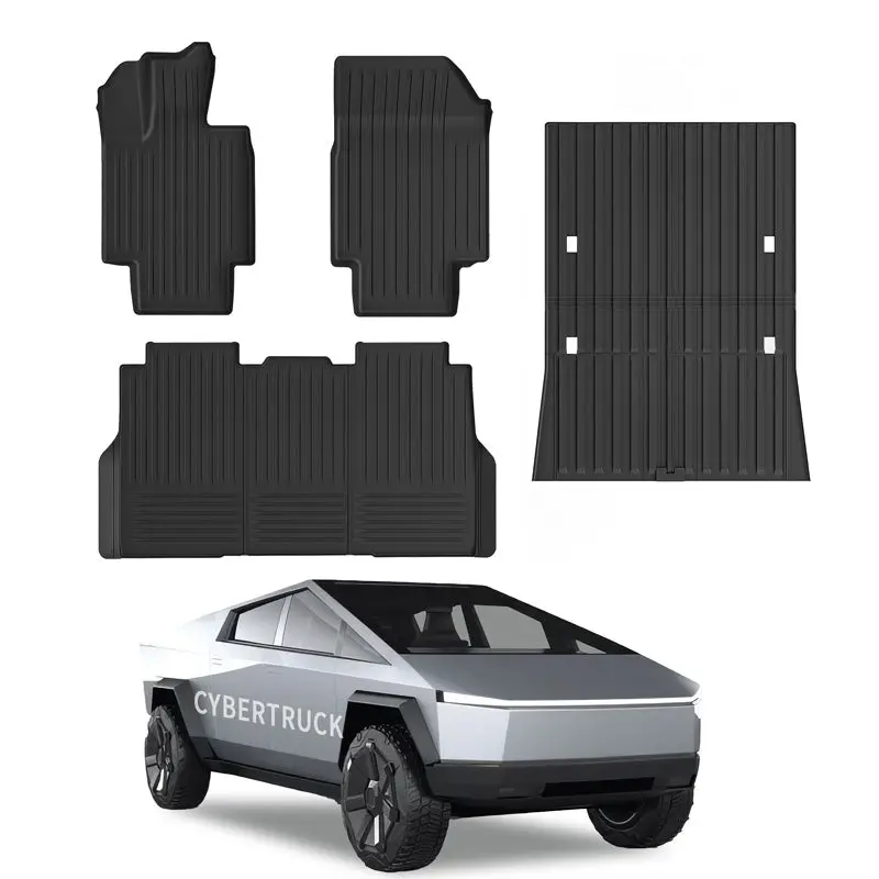All Weather Tpe Interior Floor Mats Cargo Liners Set For Tesla Cybertruck 3