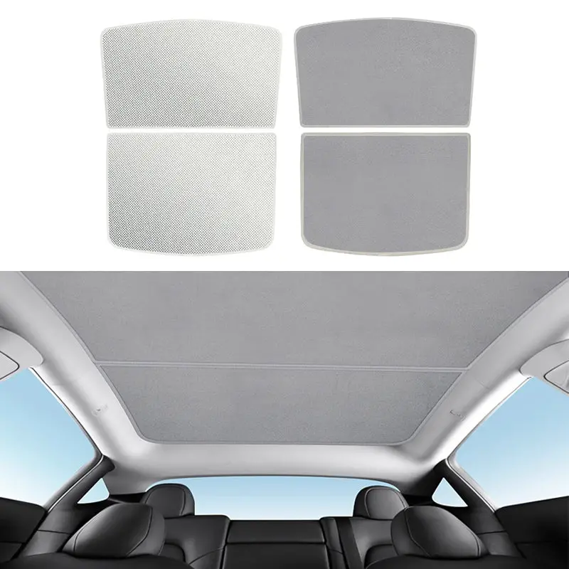 Alcantara Suede Ice Crystal Double Insulation Sunroof Sunshade For Tesla Model 3/Y 2