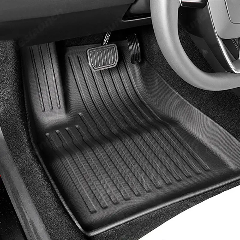 2024+ Model 3 Highland Floor Mats All Weather Double Layer Flocking Tpe For Tesla 1