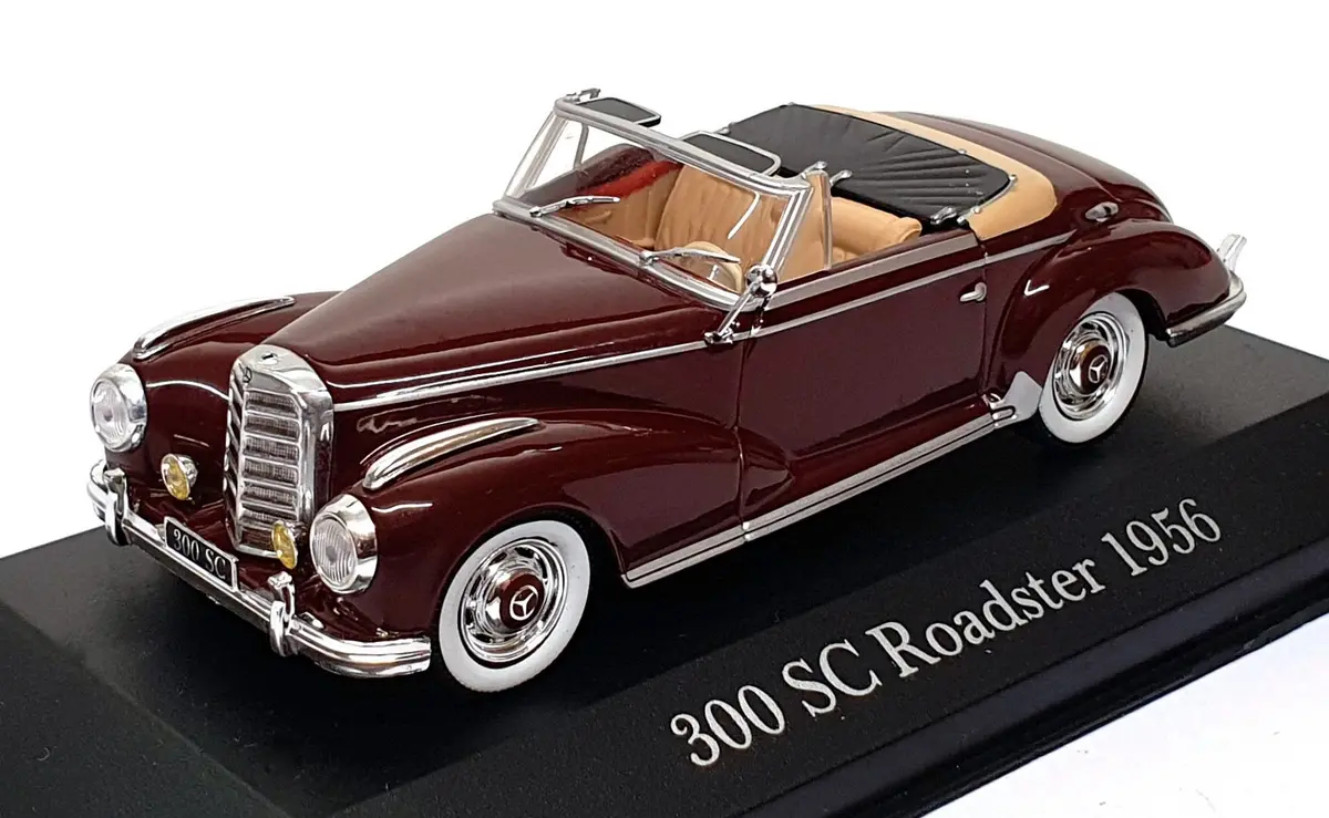 Altaya 1/43 Scale 1956Mb - 1956 Mercedes Benz 300 Sc Roadster - Maroon 1