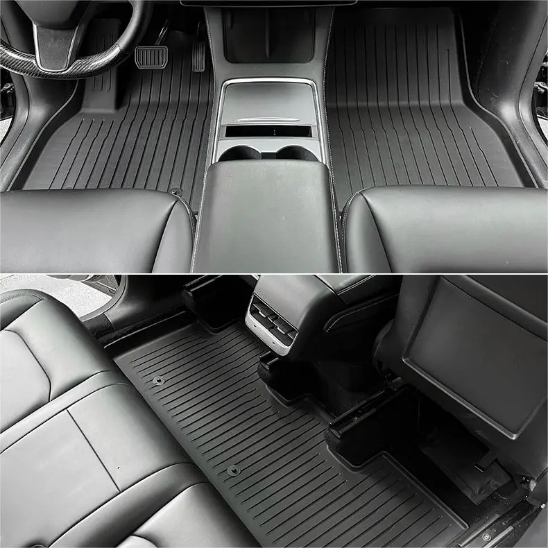 Model 3 Floor Mats All Weather Double Layer Flocking Tpe For Tesla(2017-2023) 1