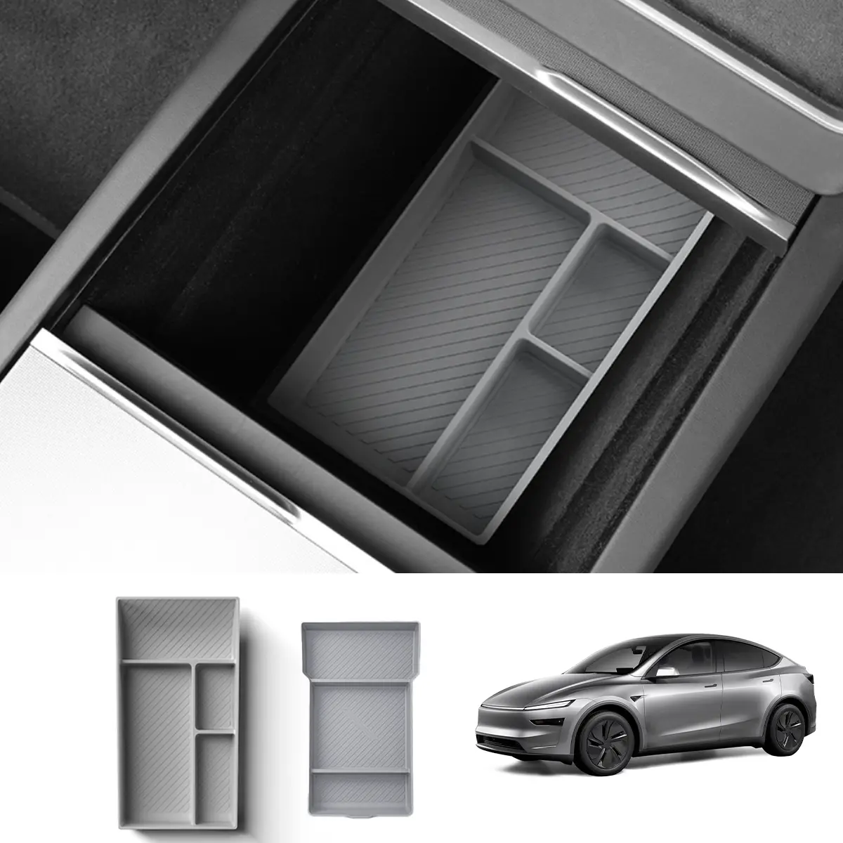 Silicone Center Console & Armrest Lower Storage Tray For Tesla Model Y Juniper 2025+ 9