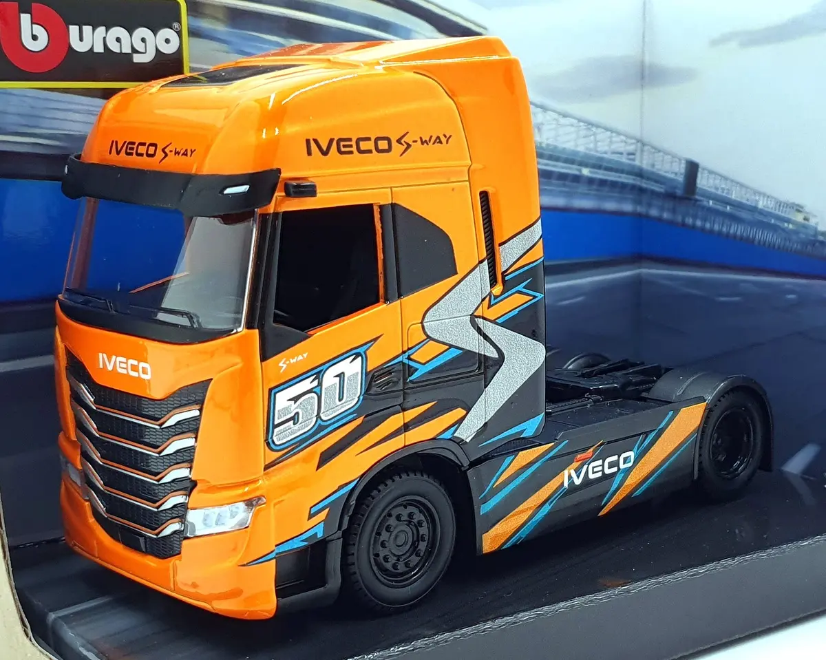 Burago 1/43 Scale 18-32208 - Iveco S-Way Haulers Custom Cab - Met Orange 1
