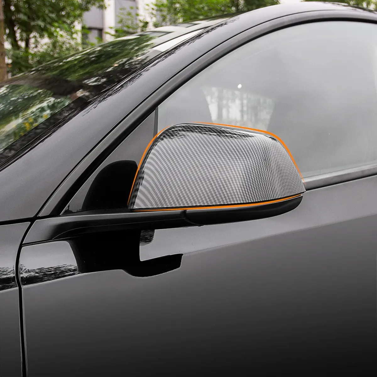 Model Y Side Door Mirror Cover (Carbon Fiber Pattern Abs) (1 Pair) (2020-2024) 1