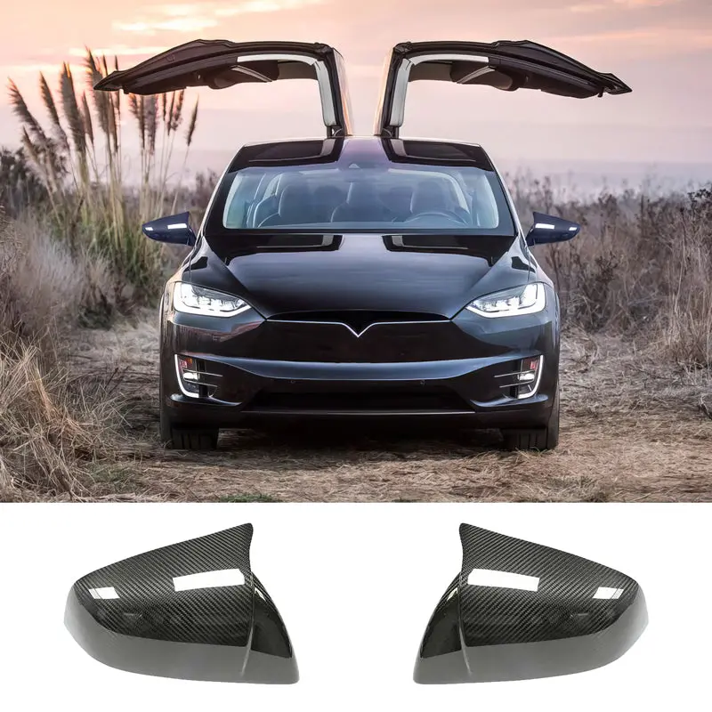 [Real Carbon Fiber] Gt Style Rear View Mirrors Cover Cap For Tesla Model X 2015-2020 1