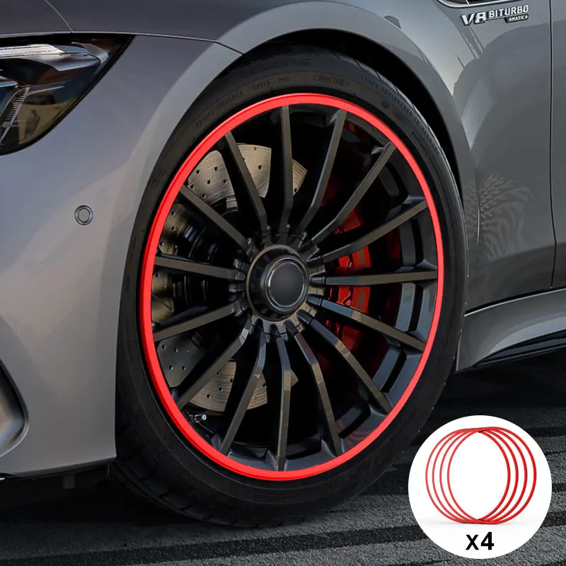Red Aluminum Alloy Wheel Rim Protector- Fits All Cars 1