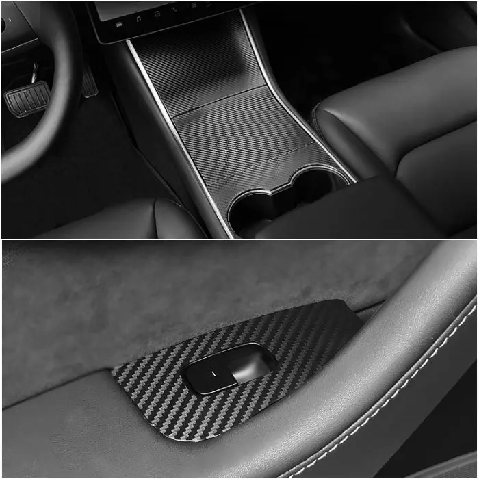 Carbon Fiber Interior Wrap Kit Sticker For Tesla Model 3 1