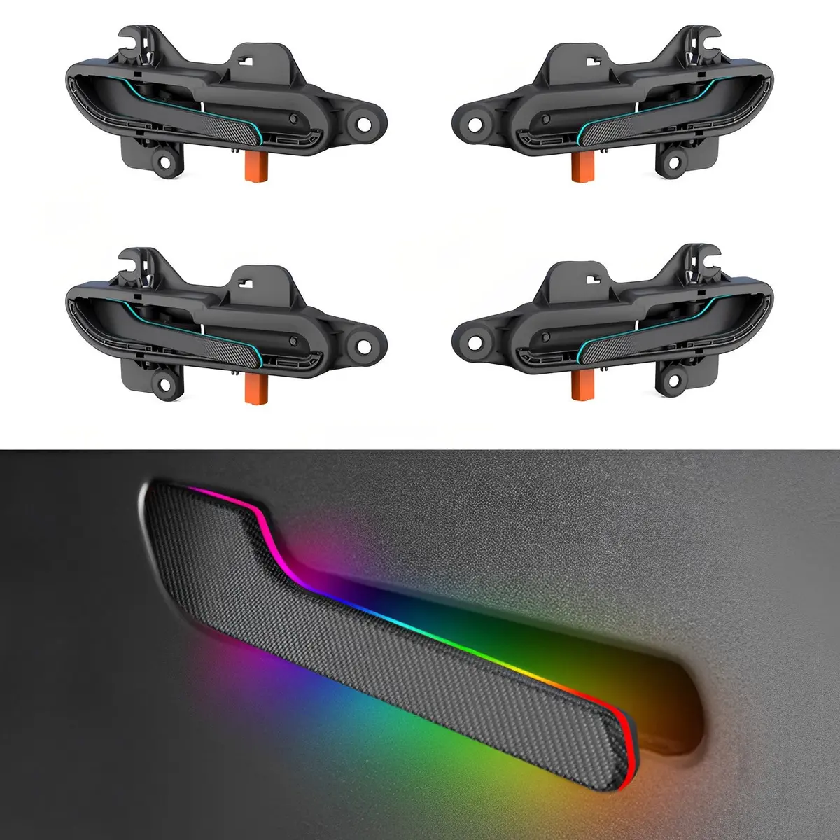 Electric Door Handle For Tesla Model 3/Y - Automatic Pop Up, Rgb Light Strip (4 Pcs) 5