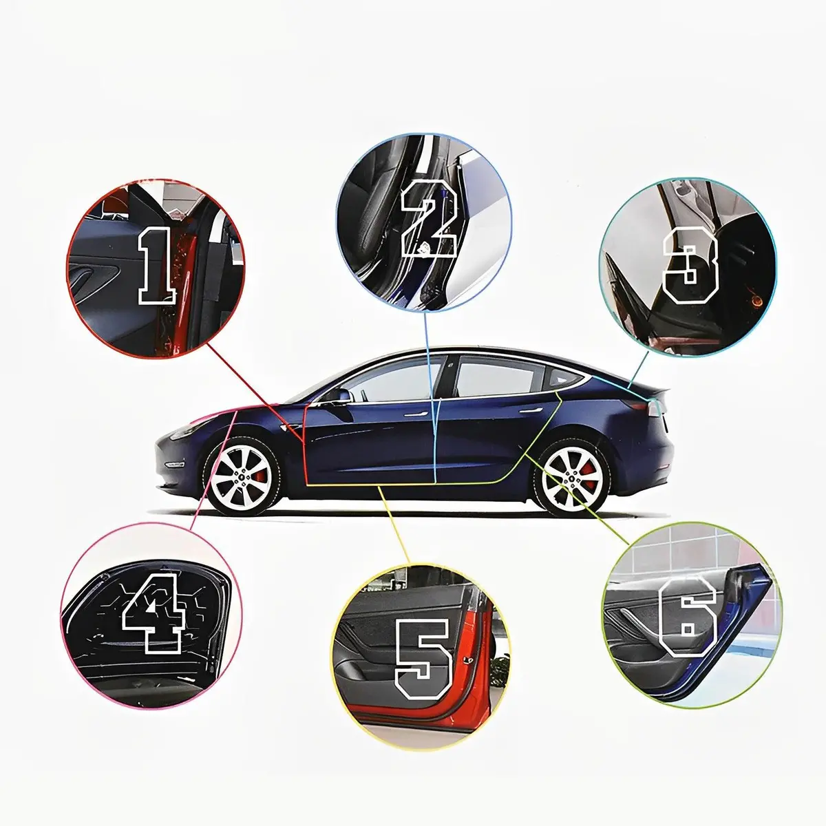 Door Seal Kit Soundproof Wind Noise Reduction Kit For Tesla All Models 1