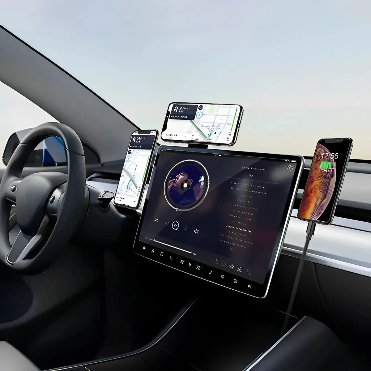Magnetic Suction Phone Holder For Model 3/Y - Hidden Behind The Screen 4