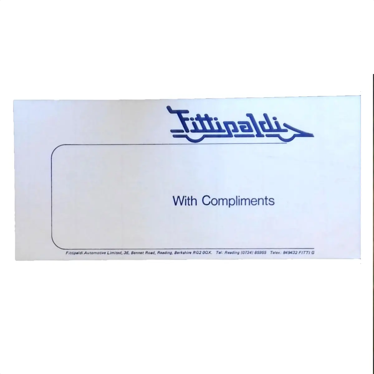 Fittipaldi Bennet Road Compliments Slip 1