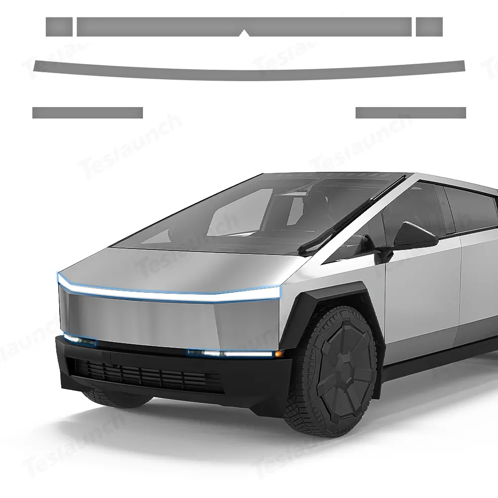 Front Light Bar & Taillight Diy Black Vinyl Wrap Kit For Tesla Cybertruck 3