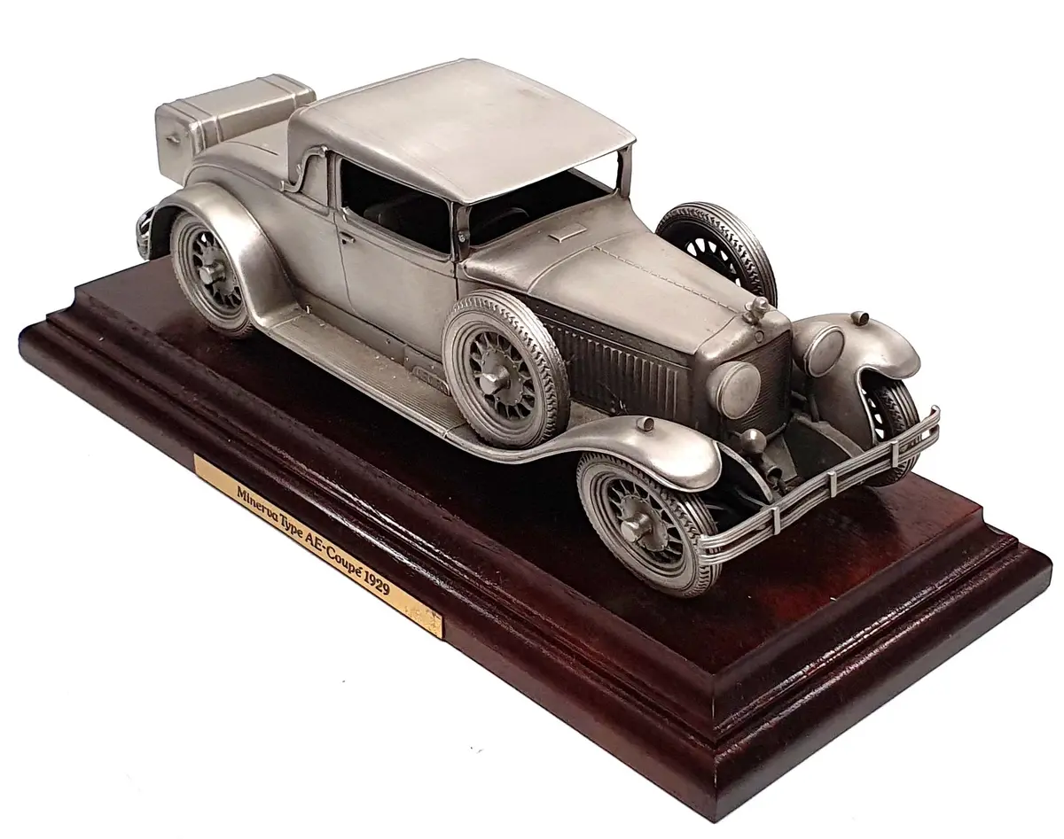Danbury Mint 24Cm Long Pewter 150326Q - 1929 Minerva Type Ac Coupe + Plinth 2