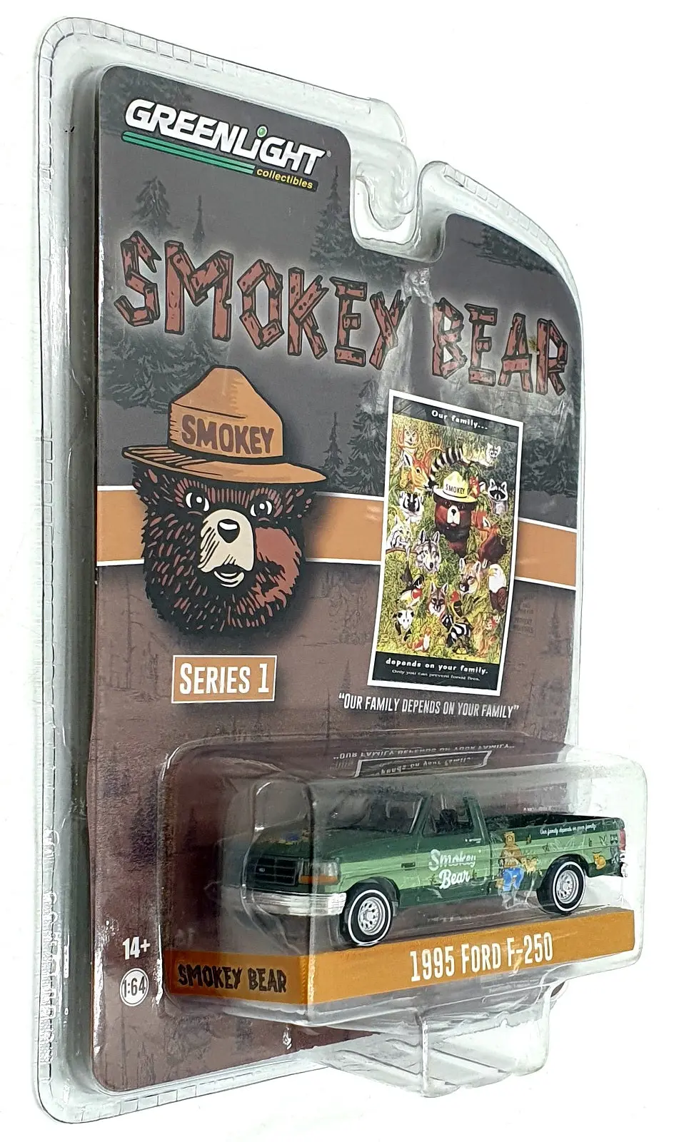Greenlight 1/64 Scale 38020-F - 1995 Ford F-250 Truck - Smokey Bear 1