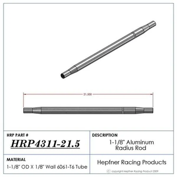 Hrp-4311-21.5 Polished Aluminum Swedge Rod – Radius-Style Performance Linkage Component 1