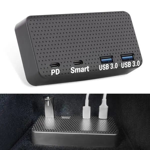 Model 3/Y/S/X Usb Hub 4-In-1 Center Console Adapter For Tesla(2021-2023) 1