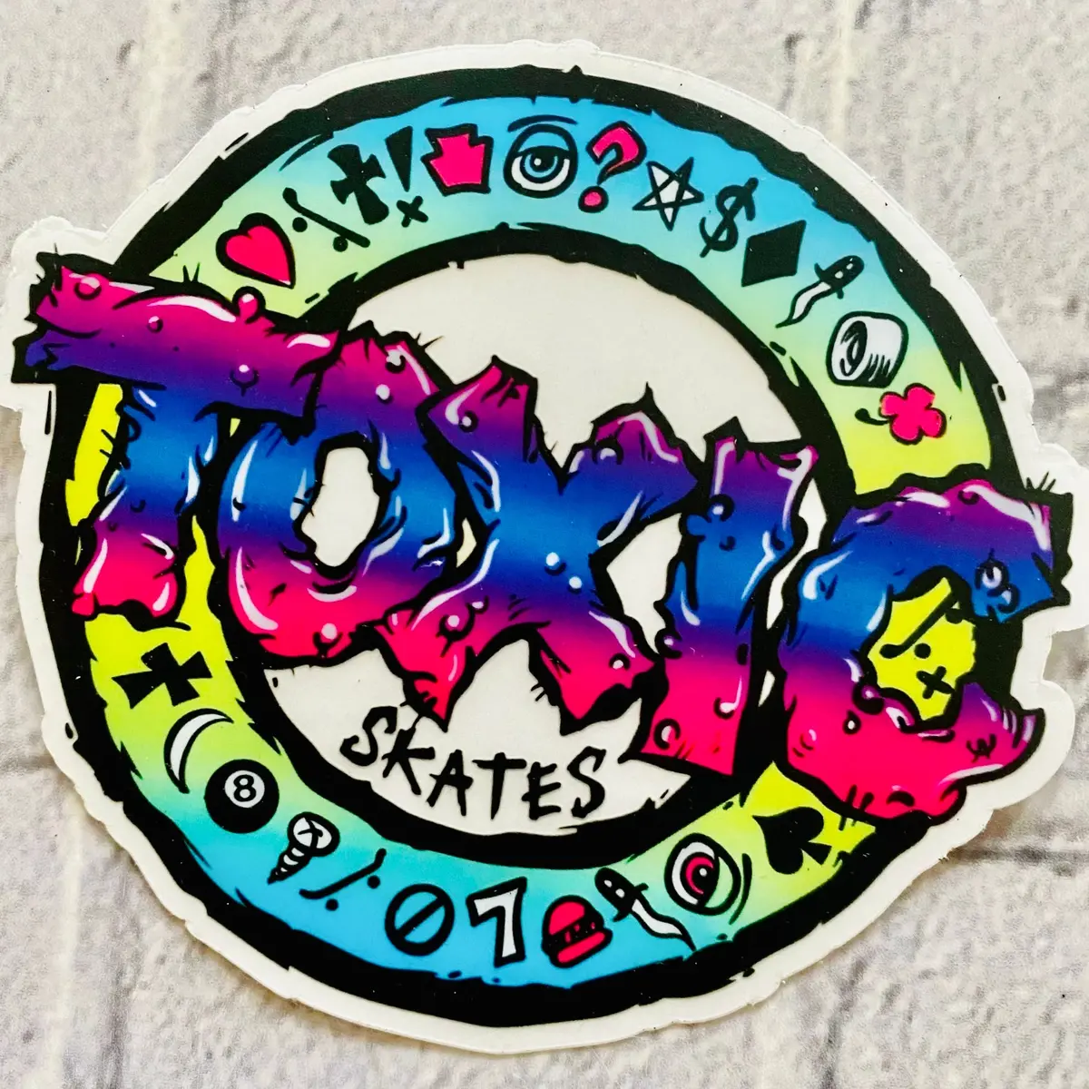 Toxic Skates Sticker Clear-Back 4" 1