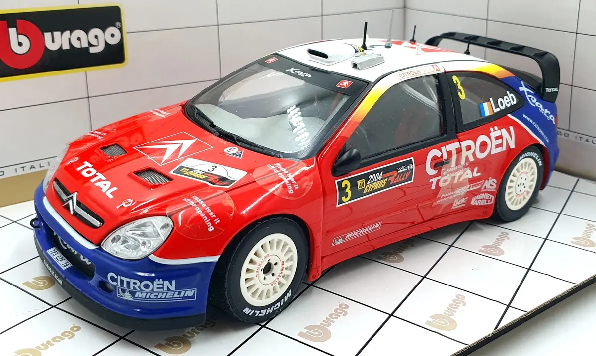 Burago 1/18 Scale 39044 - Citroen Xsara Wrc #3 2004 Cyprus S.Loeb 1