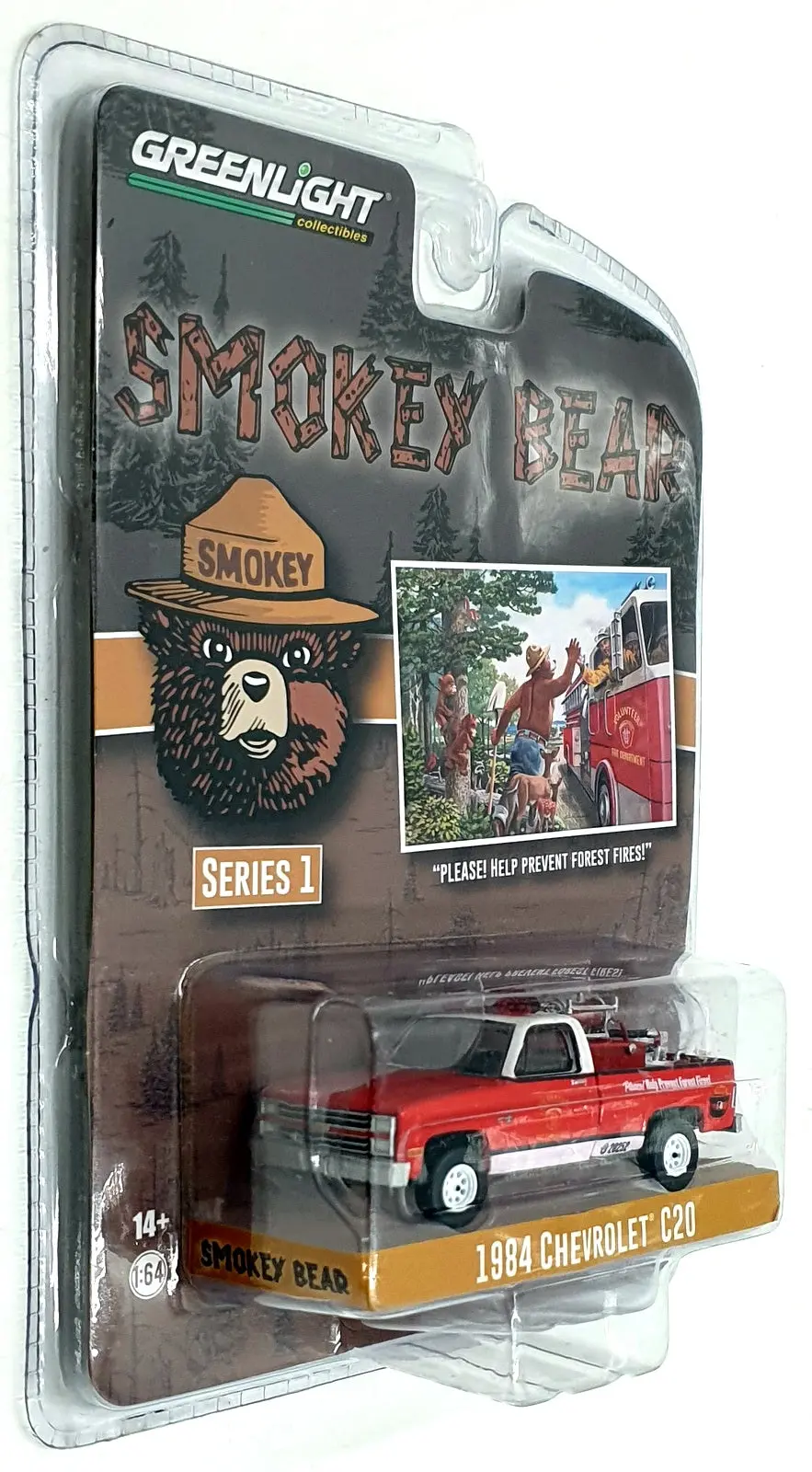 Greenlight 1/64 Scale 38020-E - 1984 Chevrolet C20 Truck - Smokey Bear 1