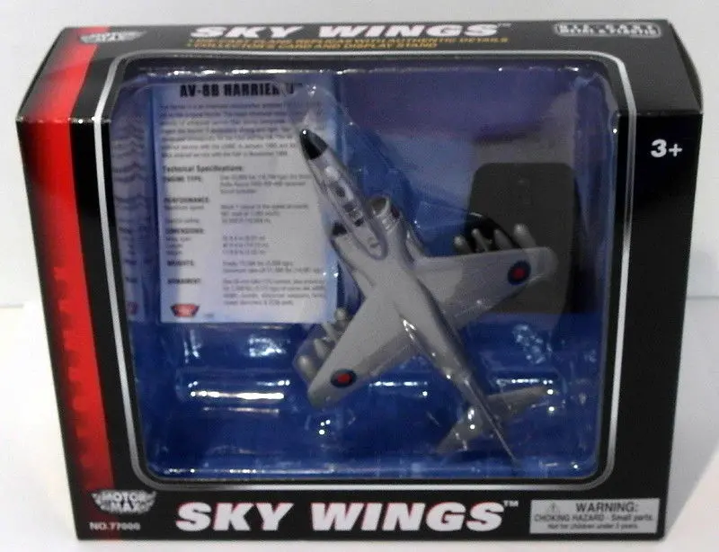 Motormax Skywings 1/100 Scale 77007 - Av-8B Harrier Ii With Display Stand 1