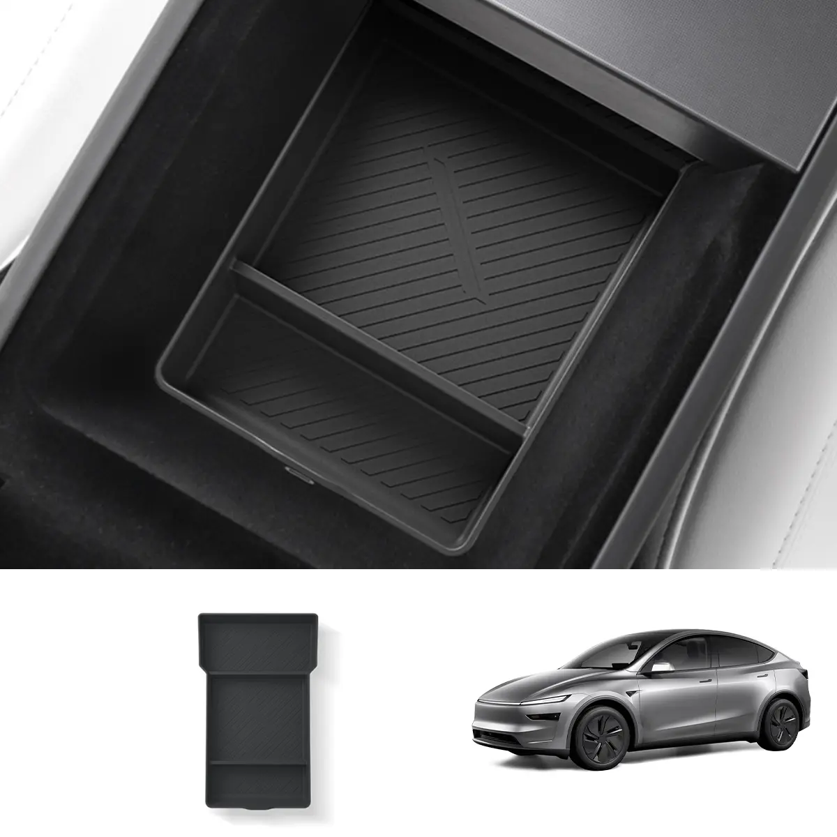 Silicone Center Console & Armrest Lower Storage Tray For Tesla Model Y Juniper 2025+ 4
