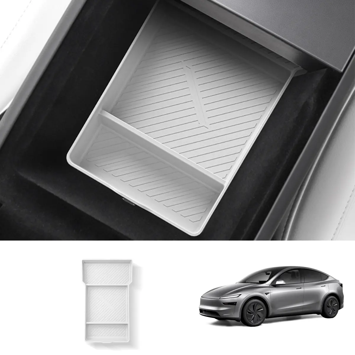 Silicone Center Console & Armrest Lower Storage Tray For Tesla Model Y Juniper 2025+ 5