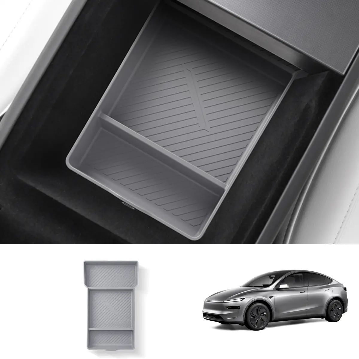 Silicone Center Console & Armrest Lower Storage Tray For Tesla Model Y Juniper 2025+ 6