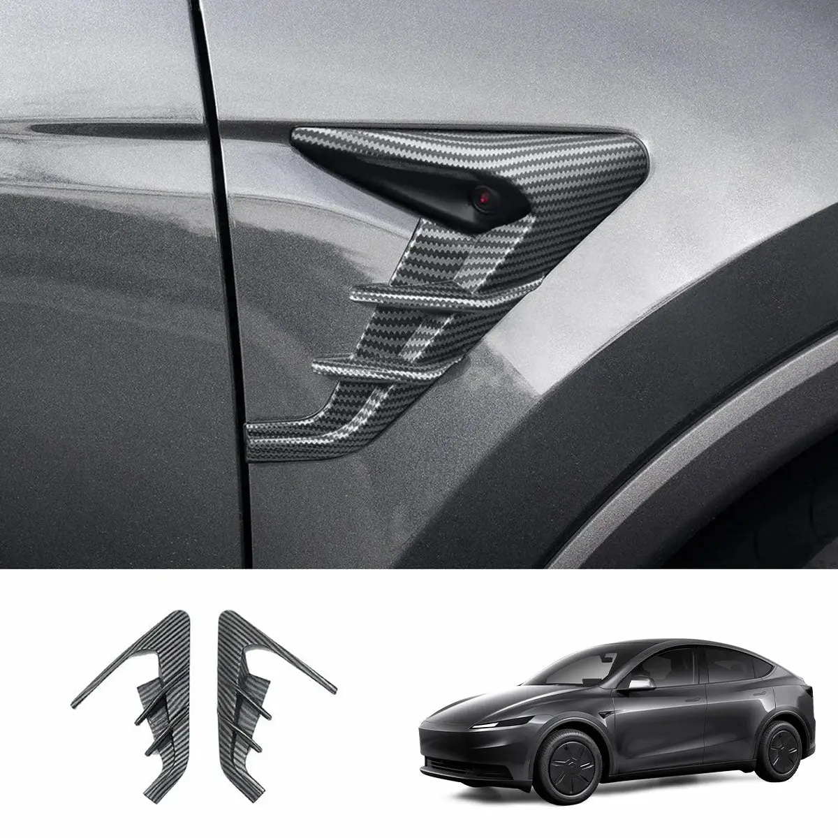 Abs Turn Signal & Camera Covers With Air Blades For 2026 New Tesla Model Y Standard 4