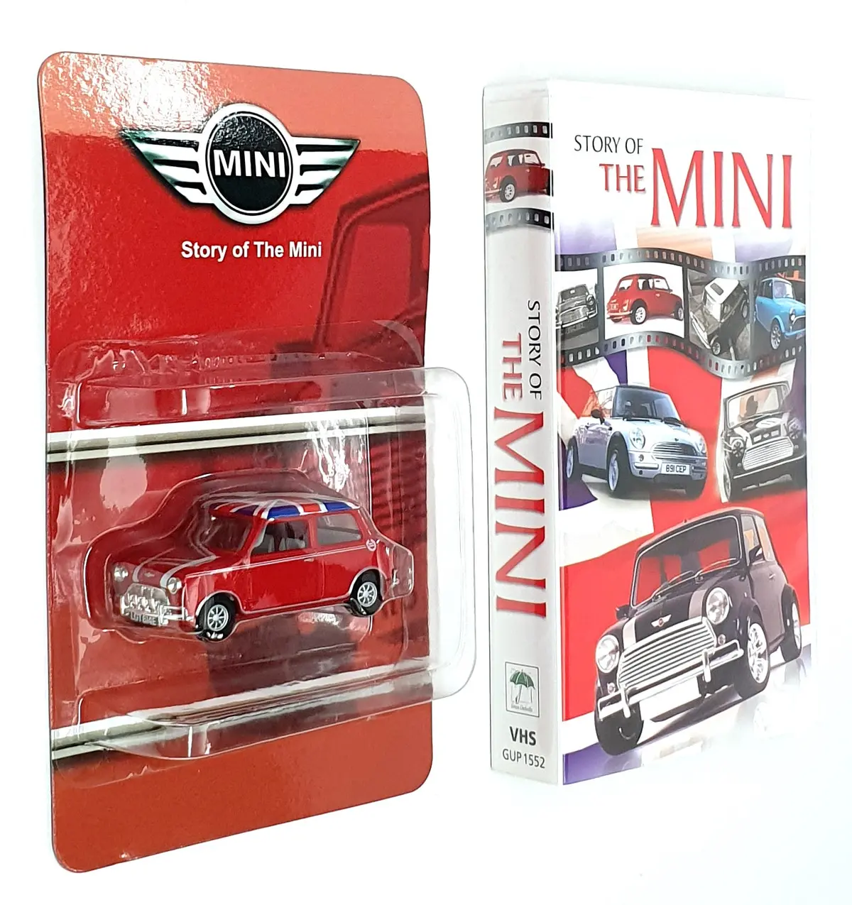 Corgi 1/43 Scale Stm01a Story Of The Mini - Model & Vhs Set Red/Union Jack Roof 1