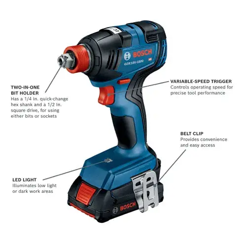 Bosch Gxl18v-233B25 Hammer Drill & Impact Driver/Impact Wrench Combo Kit (2 X 4.0 Ah) 2