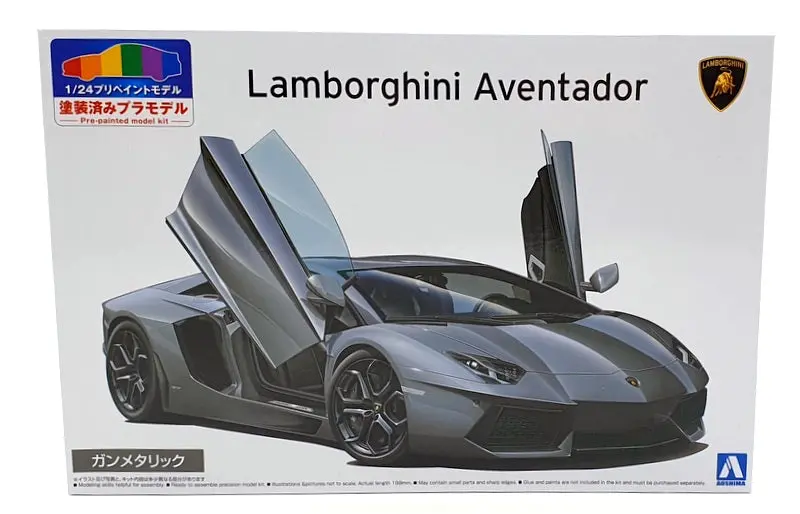 Aoshima 1/24 Scale Unbuilt Pre-Painted Kit 62029 - Lamborghini Aventador - Grey 1