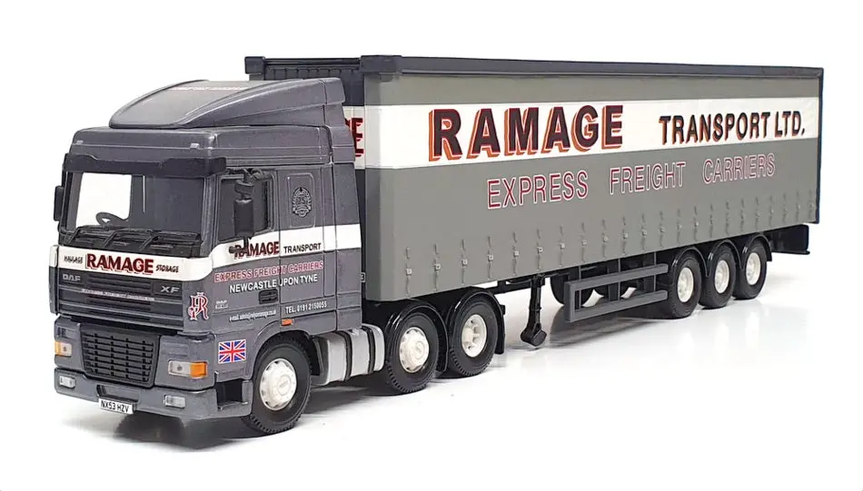Corgi 1/50 Scale Cc13217 - Daf Xf Space Cab Curtainside Truck Ramage - Grey 1