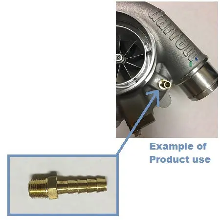 Fitting, Pressure Port (Boost Nipple), Straight Out , 1/8" Npt To 1/4" Barb Fitting 1